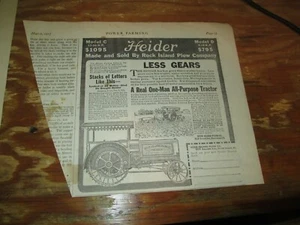 1917 HEIDER TRACTOR ROCK ISLAND PLOW CO.   Printed Ad Vintage Ephemera - Picture 1 of 1
