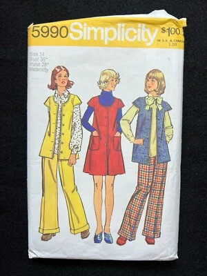 Simplicity Sewing Pattern 5990 Maternity Short Jumper Top & Pants Size 14 - Image 1 of 3