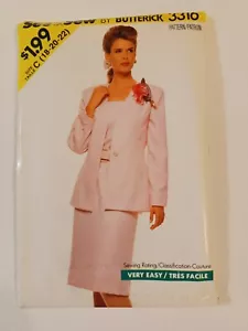 BUTTERICK SEE & SEW VINTAGE MISSES JACKET DRESS PATTERN - 3316 TALLA 18-20-22 - Imagen 1 de 3