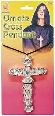 Colgante Cruz Adornada Unisex Adulto Smiffys, Plateado, Talla Única, 21291 Foto 1 de 1