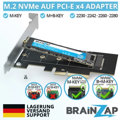 M.2 M2 NVMe SSD zu PCI-E PCI-Express PCIe x4 Adapter Konverter Karte M, M+B Key - Bild 1 von 4