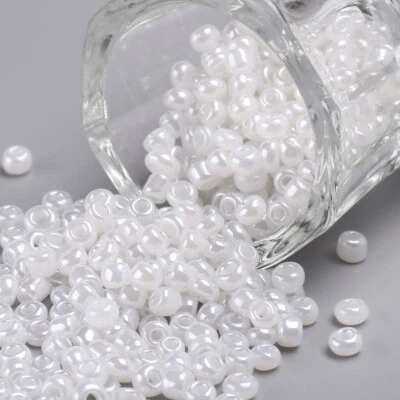 50g Pearlised White 3mm Glass Seed Beads - for Beading, Craft, Jewellery Making - Image 1 of 4
