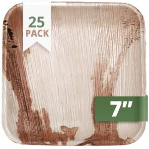 Square Palm Leaf Plates Set pack Of 25 | Salad Plates | Ecofriendly Disposable - Picture 1 of 7