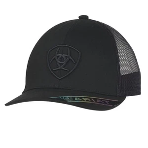 Ariat Mens Hat Baseball Cap Snapback Mesh Embroidered Logo Black A300053001 - Picture 1 of 2