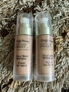 X2 SALLY HANSEN NATURAL BEAUTY LIQUID MAKEUP, BY CARMINDY 1000-45 MOCHA, RARE    - Picture 1 of 2