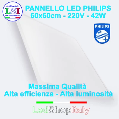 PANNELLO LED LUMINOSO QUADRATO 60X60CM PLAFONIERA INCASSO ALTA QUALITA PHILIPS - Immagine 1 di 4