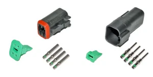 Deutsch DT 4 Pin Black Connector Kit 14 GA Solid Contacts - Picture 1 of 8