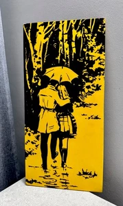 Vintage USSR Mid Century Wall Decor “Two In The Rai” Beautiful  Soviet Picture - Picture 1 of 9