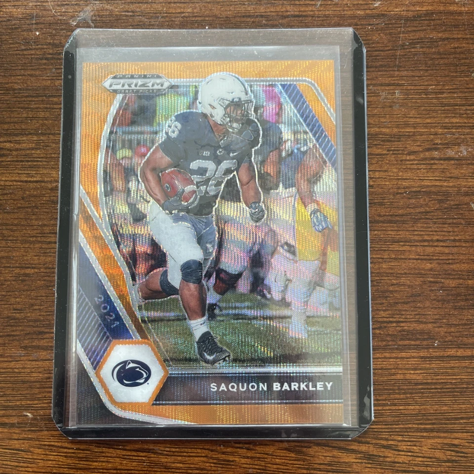 2021 Panini Prizm Draft Picks, Saquon Barkley Orange Wave Prizm #88 -#28/75 - Image 1 of 2
