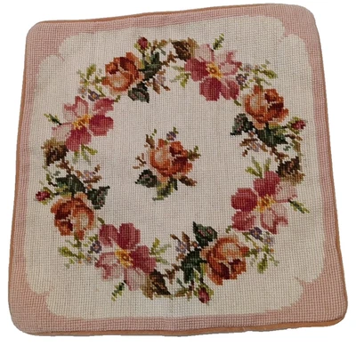 "Funda de almohada de lana de punta de aguja terciopelo rosas traseras 12"" X 12"" Cottagecore" Foto 1 de 4