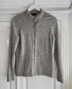 Lands End 100% Cashmere Blue V-Neck Cardigan Size Medium - Picture 1 of 6