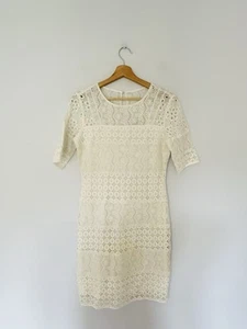 Reiss Dress Size 10 White Lace Floral Bodycon Wiggle Party Wedding - Picture 1 of 8