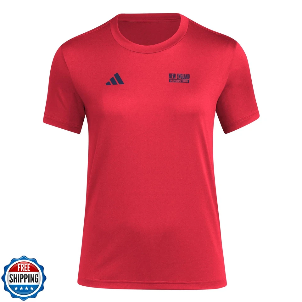 adidas Womens New England Revolution Pre-Game Short Sleeve Soccer T-Shirt,Tea - Image 1 of 2
