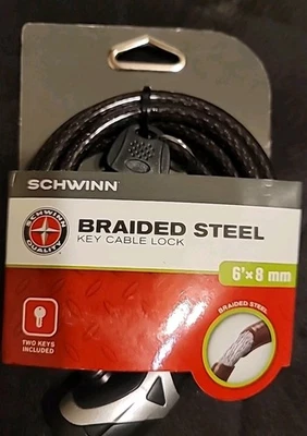 Schwinn Twisted Steel Cable Keyed Bike Lock  6' x 8mm - Image 1 of 2