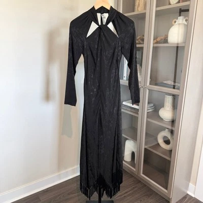 Vestido Jonathan Simkhai Madelyn Midi NUEVO Pañuelo Negro Jacquard Fluido Talla 0 Foto 1 de 4