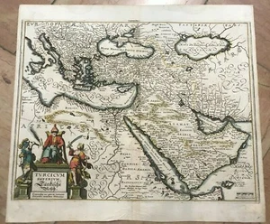 TÜRKISCHES REICH 1663 MATTHAEUS MERIAN UNGEWÖHNLICHE ANTIKE KARTE 17. JAHRHUNDERT - Bild 1 von 8