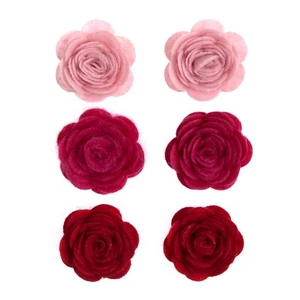 6 x felt roses Trimits peel and stick craft embellishments sticky topper - Picture 1 of 1