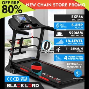 BLACK LORD Treadmill Electric Auto Incline Running Machine Home Gym Fitness - Picture 1 of 12