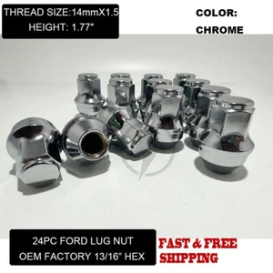 FIT FORD F-150 2015-2020 OEM REPLACEMNT SOLID LUG NUTS 14X1.5 THREAD CHROME 24PC - Picture 1 of 5