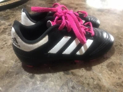 Boy's Girls's ADIDAS Soccer Shoes Cleats Goletto Black & White 12 Kids - Image 1 of 4