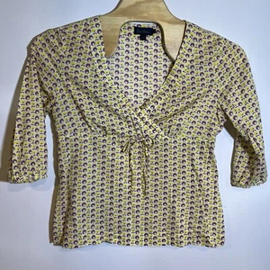 Boden blusa donna 18 giallo viola floreale manica 3/4 cotone - Foto 1 di 5