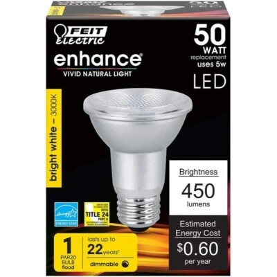 Feit Electric PAR20 LED Bulbs, 50W Equivalent, Dimmable Spotlight Bulbs, 3000k B - Image 1 of 4