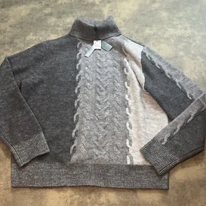 Paisley & Gray Sweater Men's XL Gray Cable Knit Slim Fit Turtleneck NWT $89 - Picture 1 of 11