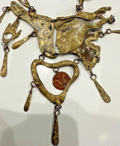 ARMANDO LOZANO Ramirez: Brutalist Bronze Sculpture Necklace Signed original - Picture 1 of 9