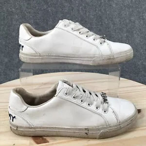 Tommy Hilfiger Shoes Womens 8 M Alune Silver Tone Sneakers White Faux Leather - Picture 1 of 16