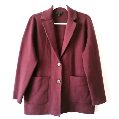 Blazer Ann Taylor Mujer Granate Manga Larga Muesca Solapa Sencillo Pecho Talla M Foto 1 de 4