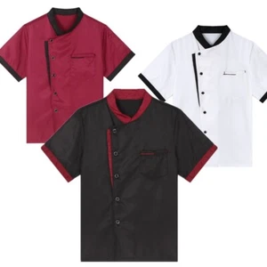 Mens Jacket Short Sleeve Workear Culinary Chef Shirt Food Service Uniform Cook - Picture 1 of 42