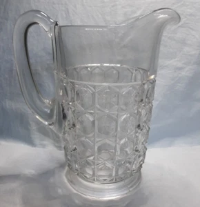Antique American Glass Molded Water Lemonade Pitcher Jug Hobnail 1930s 8" h. 6"d - Picture 1 of 8