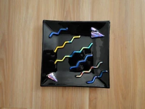 Black Fused Studio Art Glass Plate Square 5.75" - Picture 1 of 2