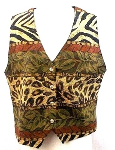 Vintage Orvis Tapestry Vest Women's Medium Multi-Color Button Front Made In USA - Picture 1 of 11