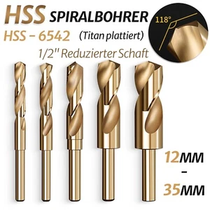HSS-Co Kobalt Spiralbohrer reduziertem Schaft MetallBohrer Edelstahl 12mm-35mm - Picture 1 of 55