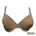 Hanes Women Bra Top Solid Tan Color Size 36D Adjustable Strap 3 Row Hook And Eye