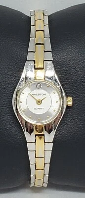 Ladies Halston Dress Elegant Stainless Silver Gold Tone Round Analog Watch C1 - Изображение 1 из 4