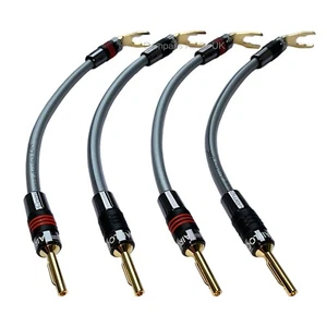 QED Reference XT40i Speaker JUMPER LINKS 4 x 20cm AIRLOC Forte Plug to Spade - Picture 1 of 8