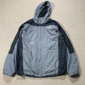 The North Face Hyvent Jacket Mens XL Black Grey 3-in-1 Mountain Quilted Hooded - Picture 1 of 16