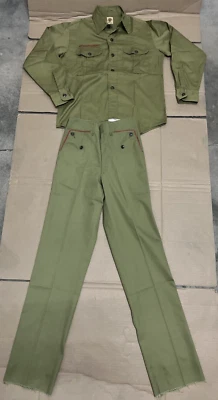 Boy Scouts Uniform Green Youth L Shirt Top & UnHemmed Pants BSA ~ read! USA - Image 1 of 4