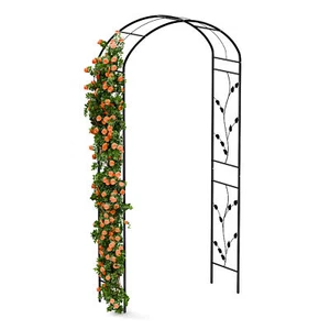 Arco de rosas patrón de hojas decorativas resistente a la intemperie con recubrimiento en polvo ayuda para escalar - Imagen 1 de 7