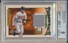 2002 Donruss Elite Cal Ripken Jr Throwback Threads Jersey Card BGS 9 #006/100