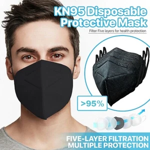 20x Black KN95 Face Masks Filter Respirator Disposable Anti Virus Protect N95 - Picture 1 of 2
