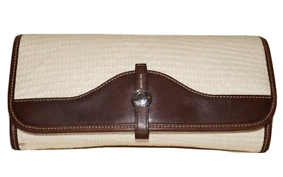 Bolso sin asas TUMI pequeño tejido crema-marfil poli-hierba y cuero marrón 5x10 Foto 1 de 4