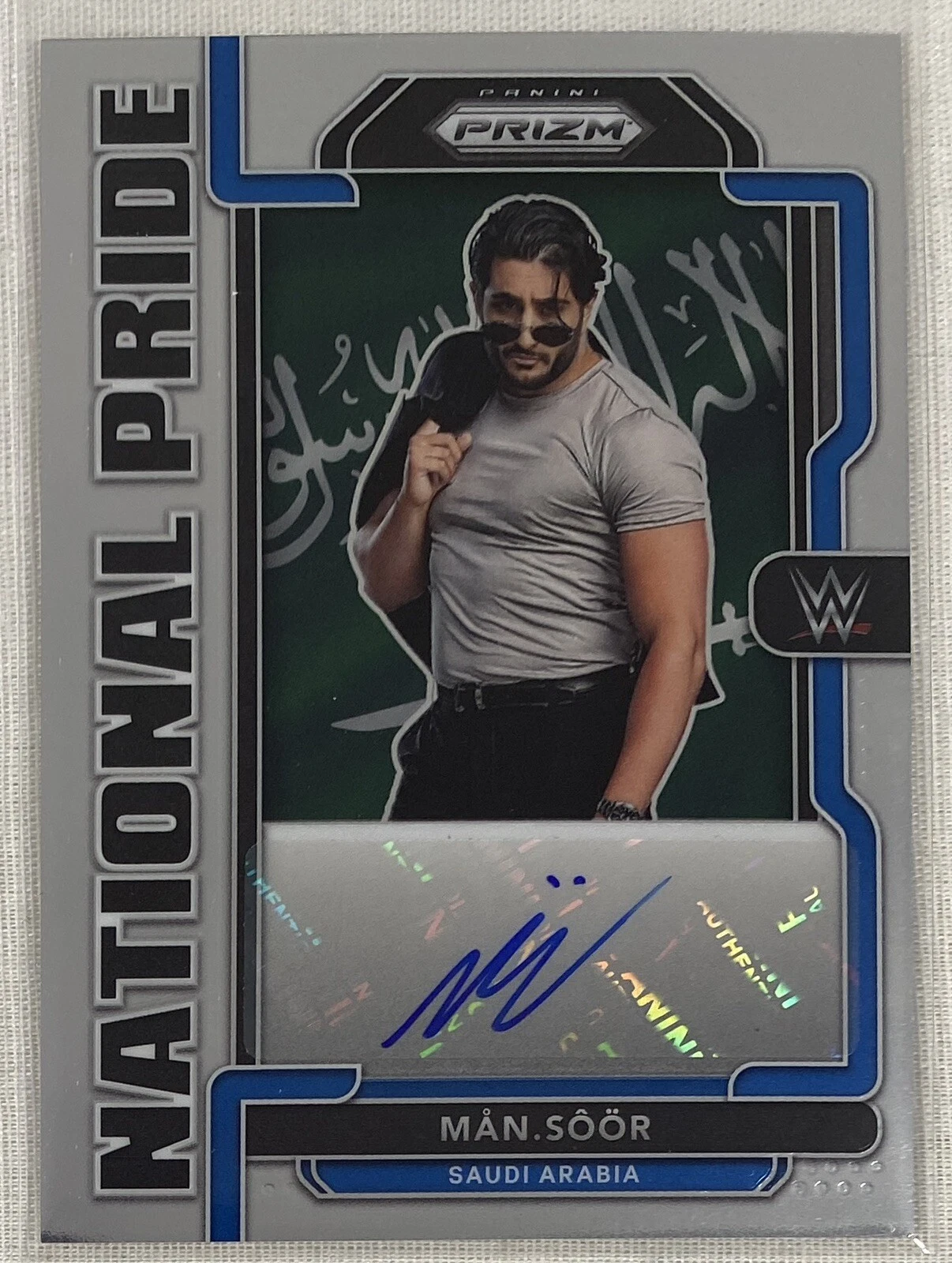 Mansoor 2022 WWE Panini Chronicles Prizm National Pride Autograph man.soor auto