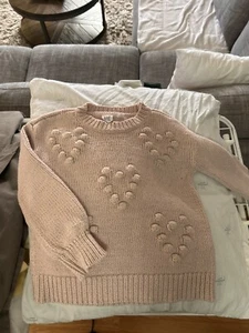 Gap Kids Pink Knit Heart Sweater Girl's Size 6 - Picture 1 of 1