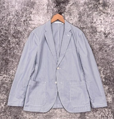 Blazer Uniqlo Seersucker Pequeño Para Hombre Calce Ajustado Rayas Ligero Chaqueta de Verano Foto 1 de 4