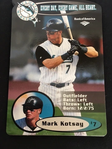 10 - Vintage Florida Marlins MLB 1990’s Player Mark Kotsay #7 Stats Magnets NOS Cover