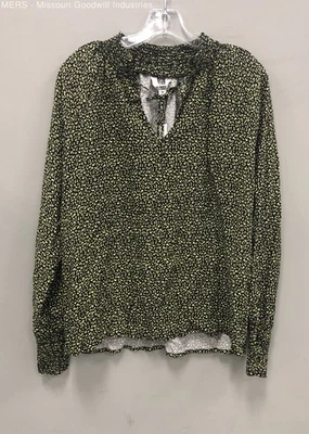 BB Dakota Women's Black Yellow Floral Pattern Long Sleeve Blouse Shirt - Medium - Image 1 of 4