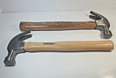 Dos martillos hiper resistentes mango de madera 16 oz martillos de garra usados Foto 1 de 4